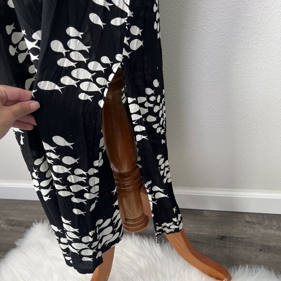 Ava Sky Hawaii Womens Large Black Fish Print One Shoulder Maxi Dress - Picture 9 of 12